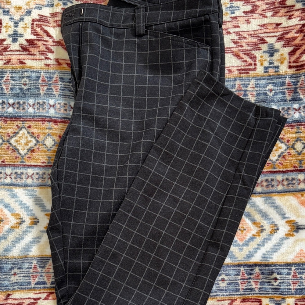 Calvin Klein Women's Black Checkered Straight Leg Pants